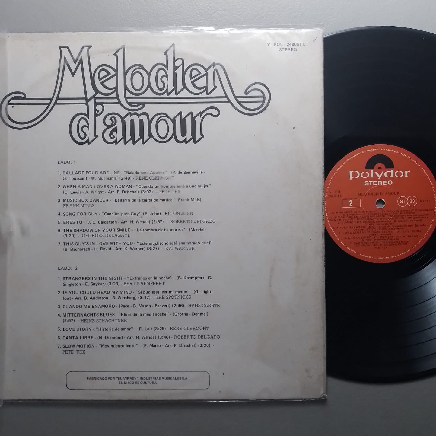 lp Melodien D'amour elton john varios made peru 1981