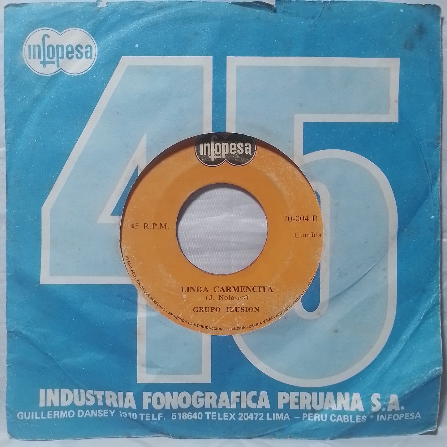 single 7" Grupo Ilusion Las Limeñas / Linda Carmencita made peru con funda original latin Cumbia