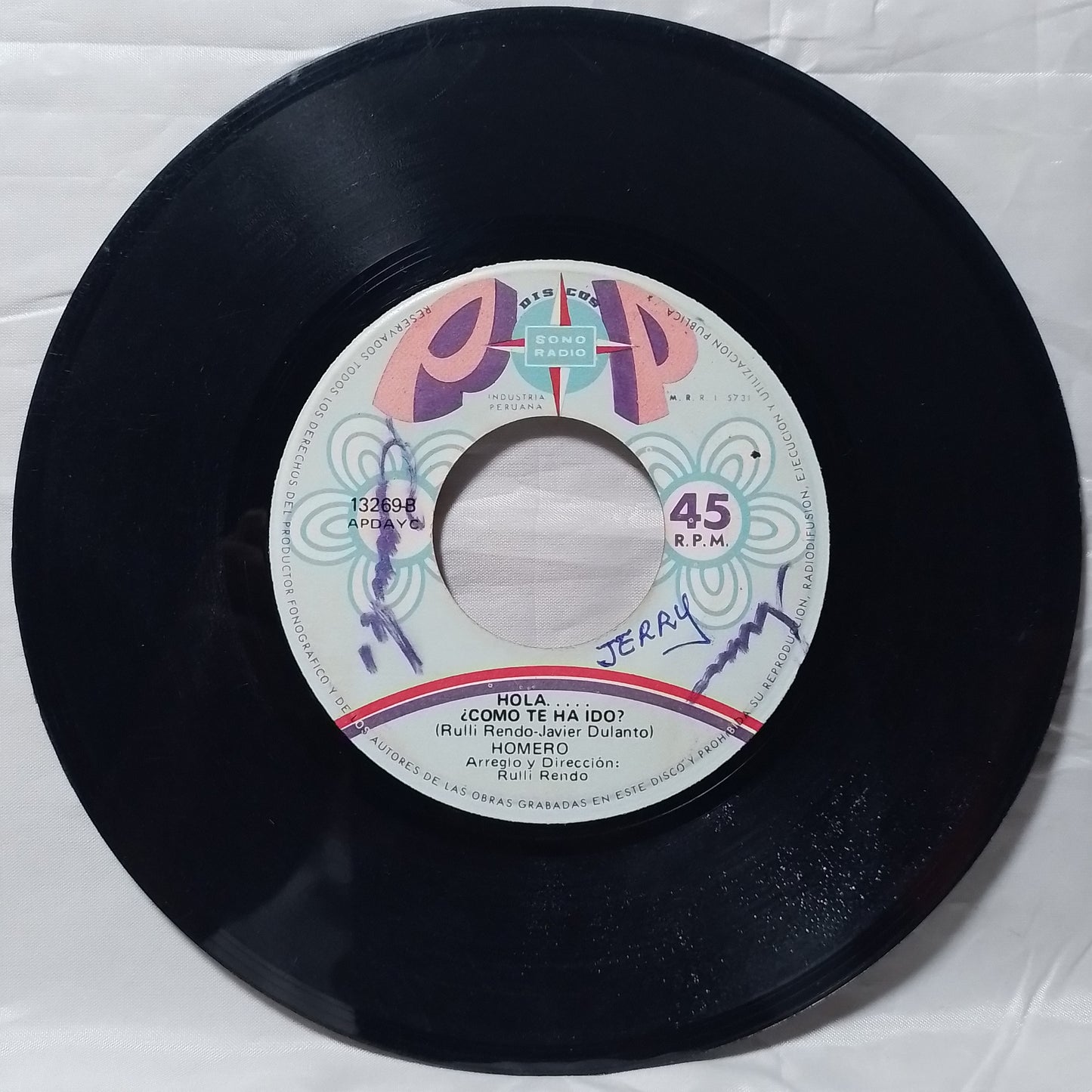 single 7" Homero Un Pañuelo Y Una Flor made peru 1973 latin pop