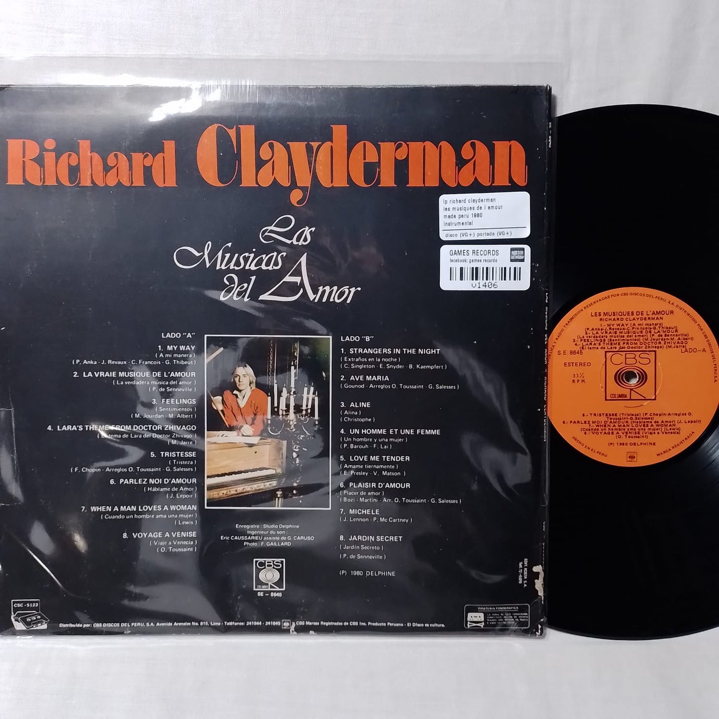 lp richard clayderman les musiques de l amour made peru 1980 instrumental