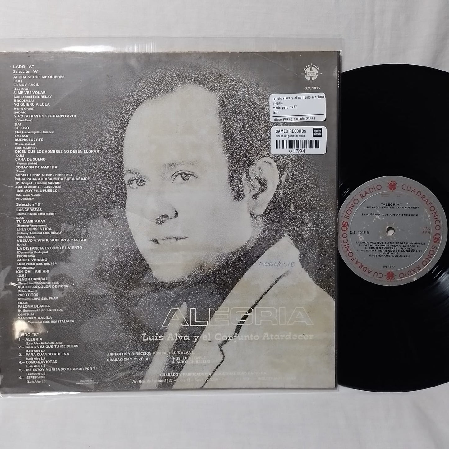 lp luis alava y el conjunto atardecer alegria made peru 1977 latin