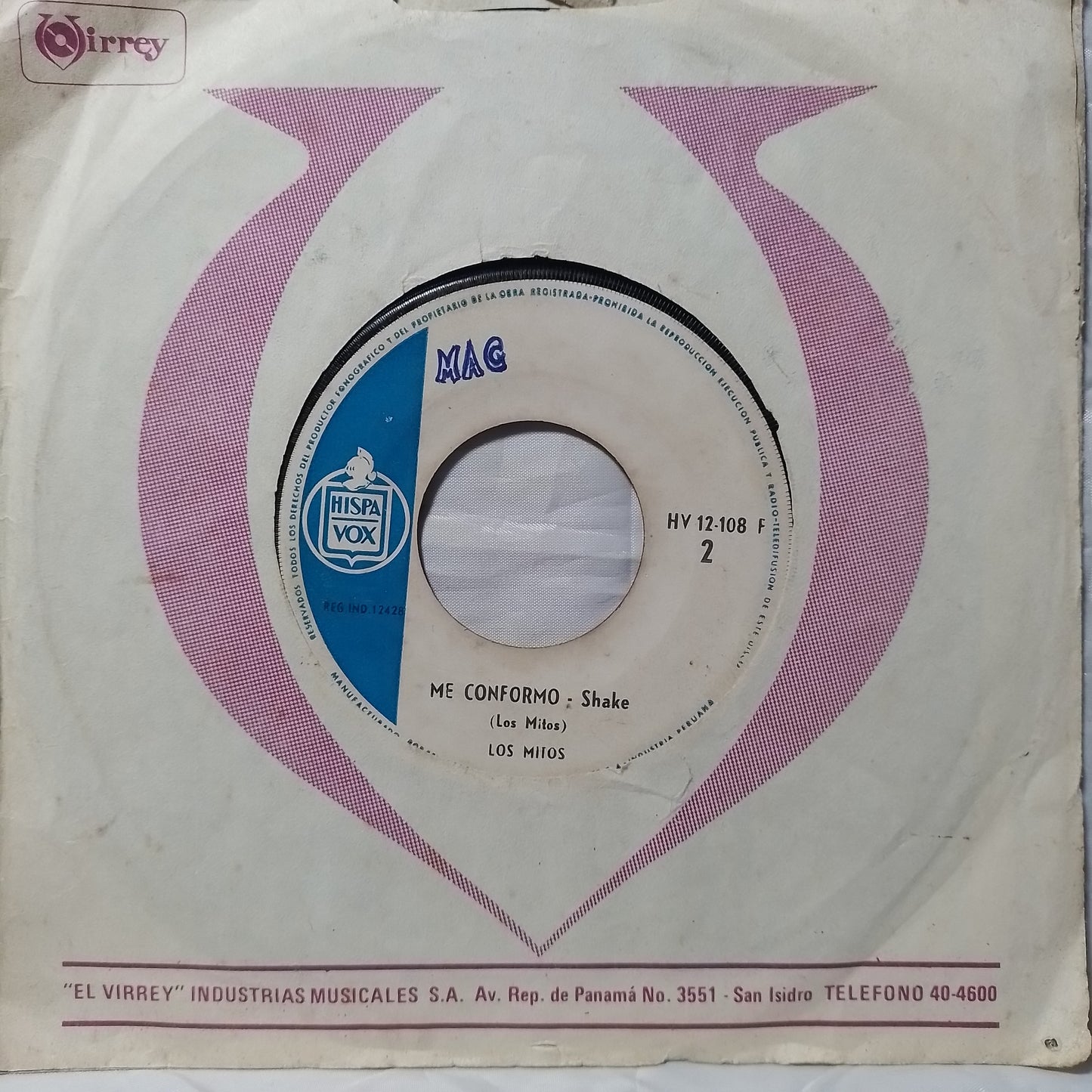 single 7" Los Mitos Me Conformo / Todos Lo Saben made peru 1969 con funda original rock