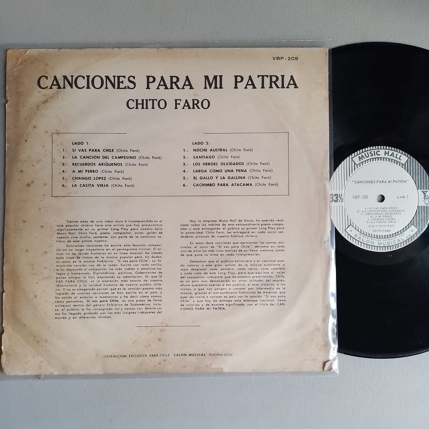 lp Chito Faró Canciones Para Mi Patria made chile cuecas folk