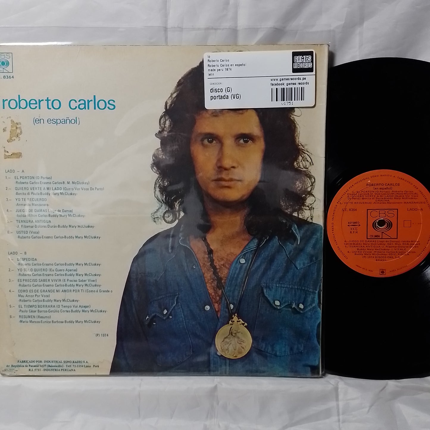 lp Roberto Carlos Roberto Carlos en español made peru 1974 latin