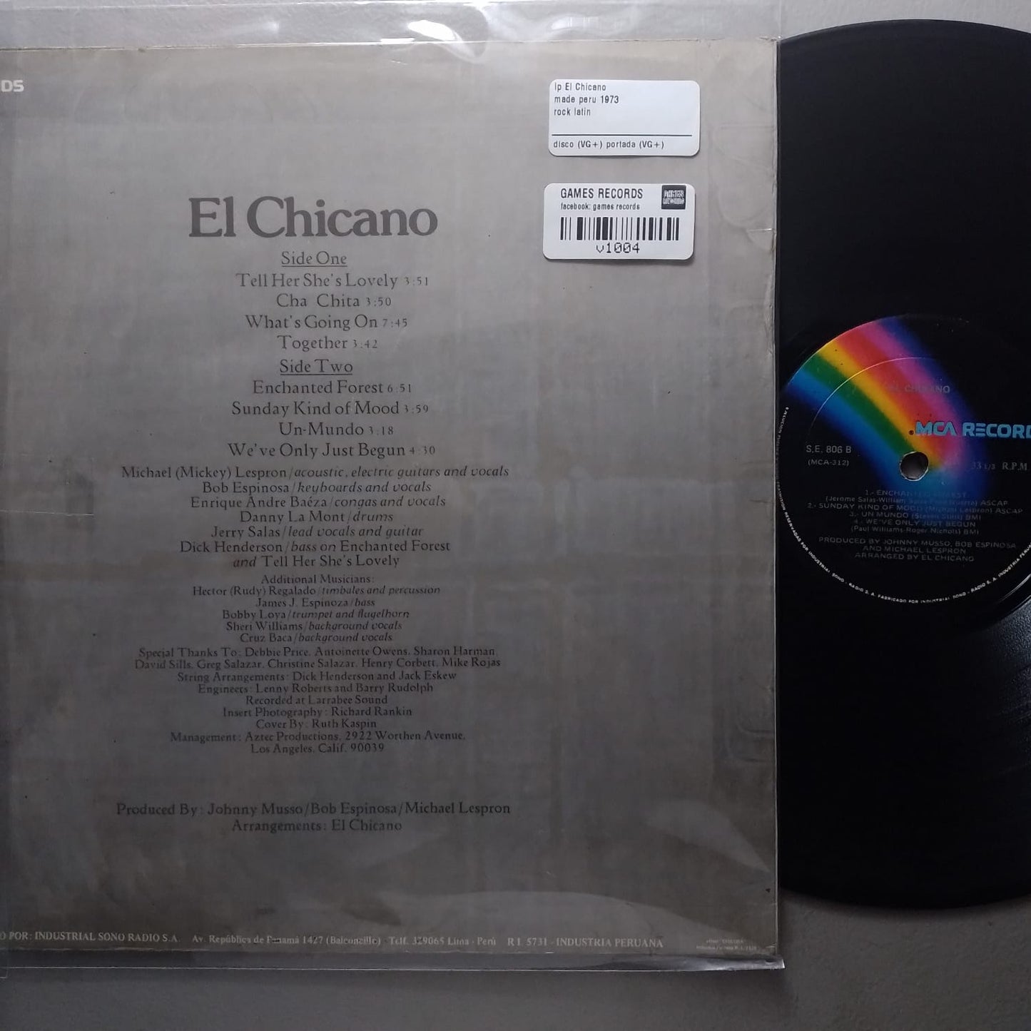 lp El Chicano made peru 1973 rock