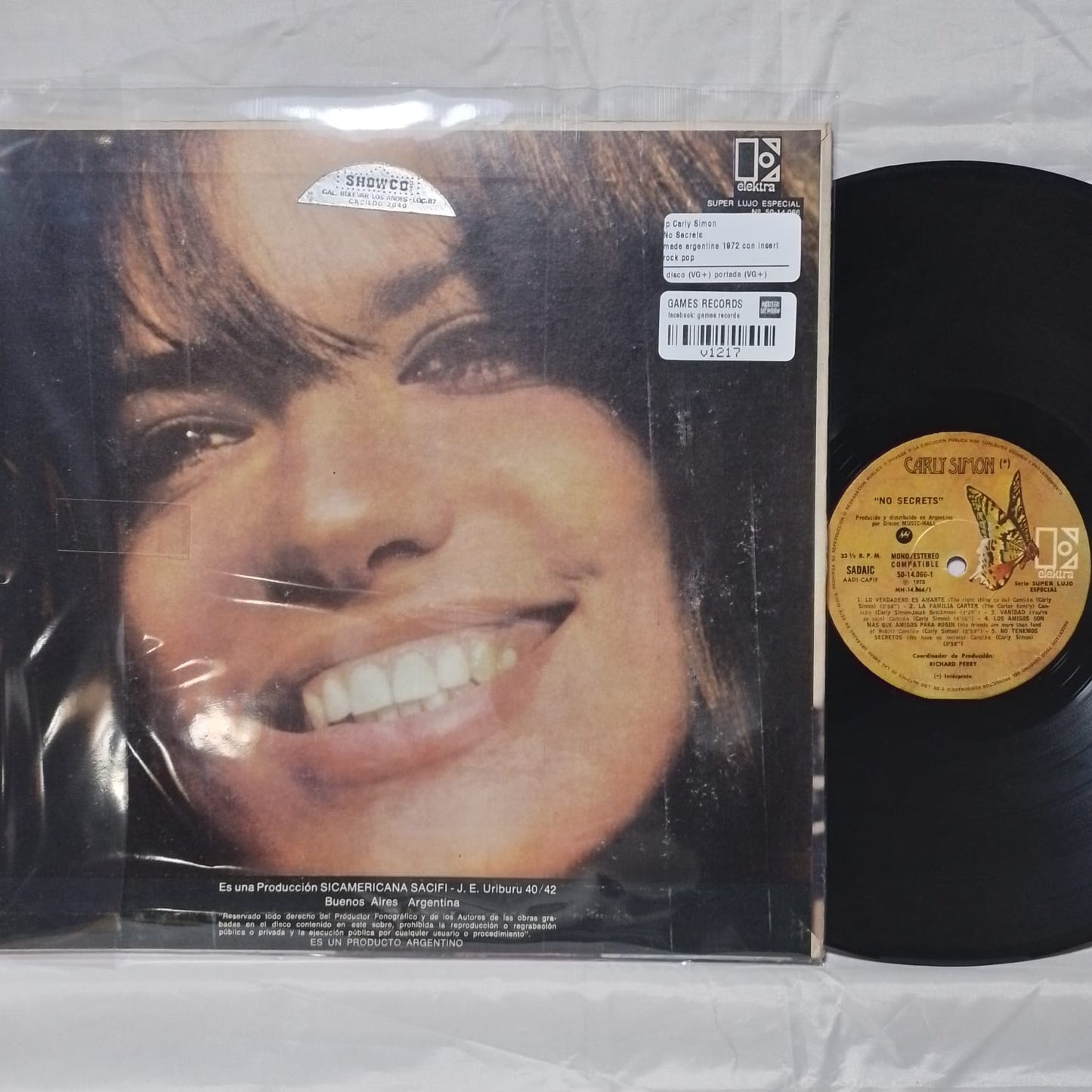 lp Carly Simon No Secrets made argentina 1972 con insert rock pop