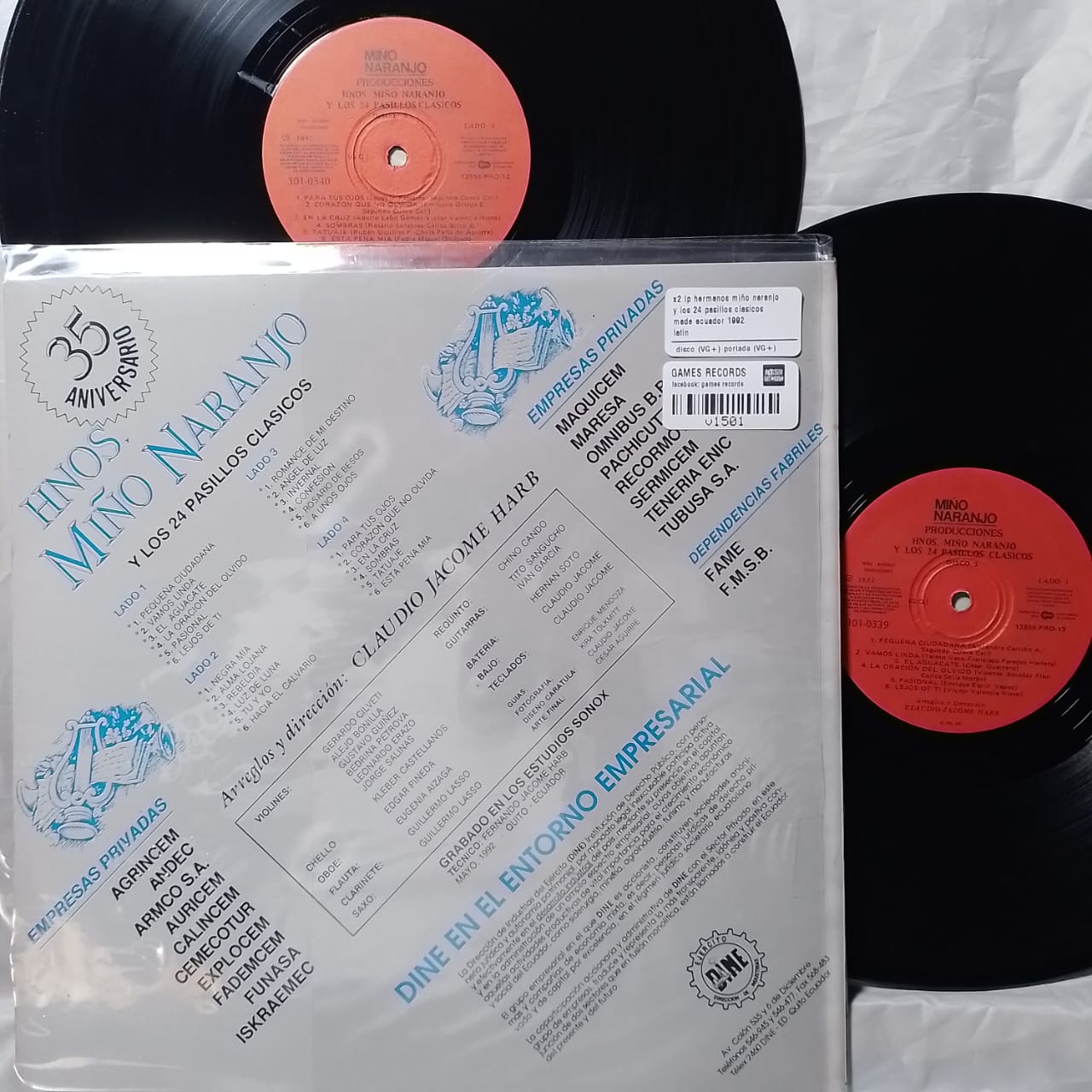 x2 lp hermanos miño naranjo y los 24 pasillos clasicos made ecuador 1992 latin