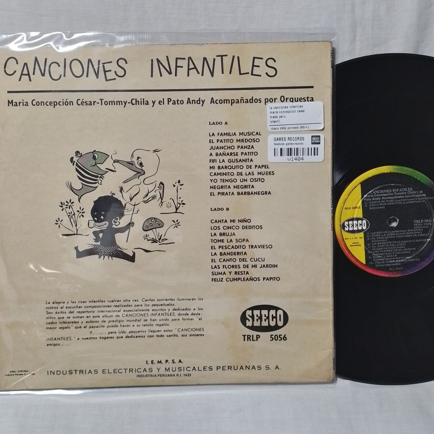 lp canciones infantiles maria concepcion cesar made peru infantil