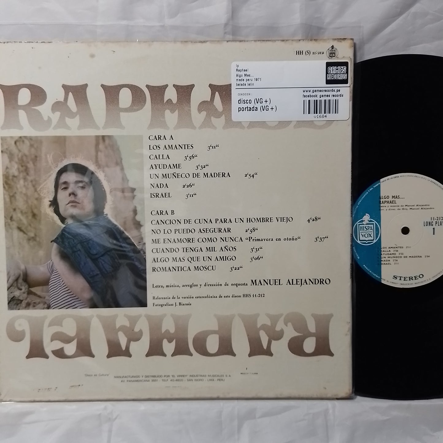 lp Raphael Algo Mas... made peru 1971 balada latin