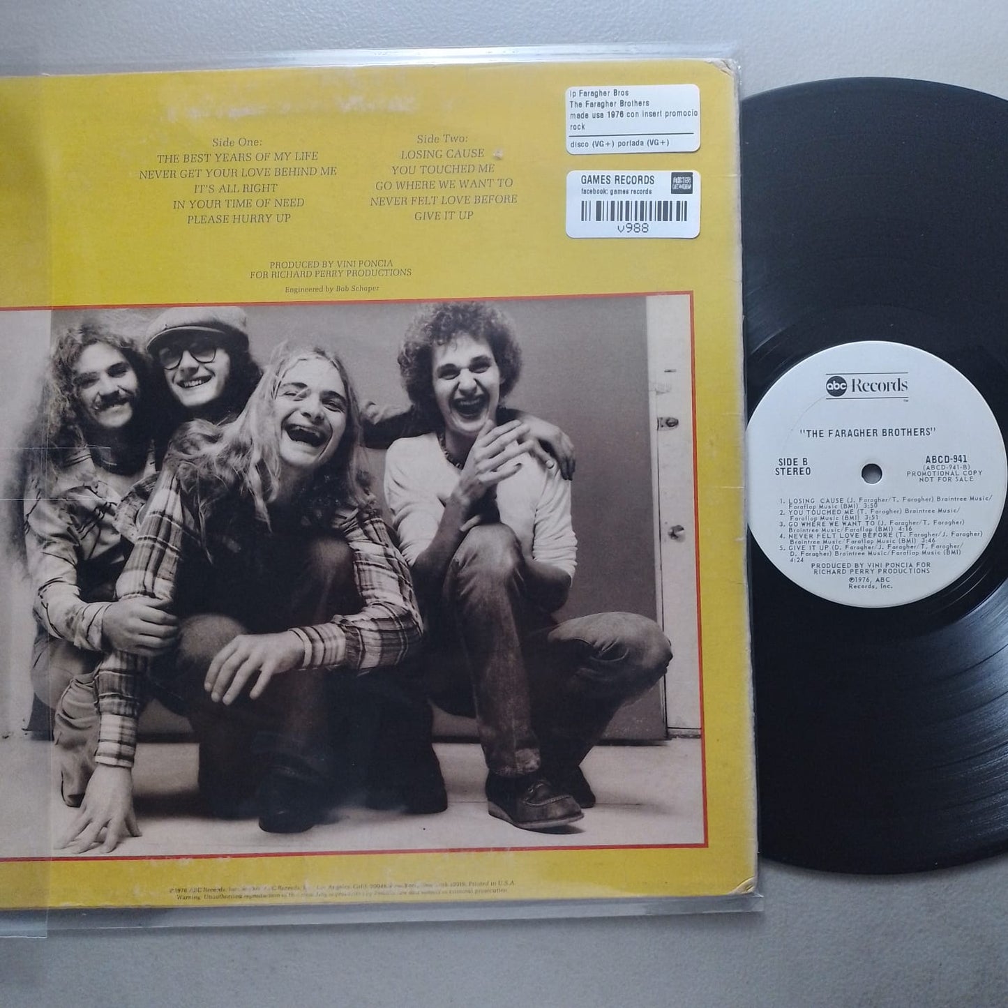 lp Faragher Bros The Faragher Brothers made usa 1976 con insert promocional rock