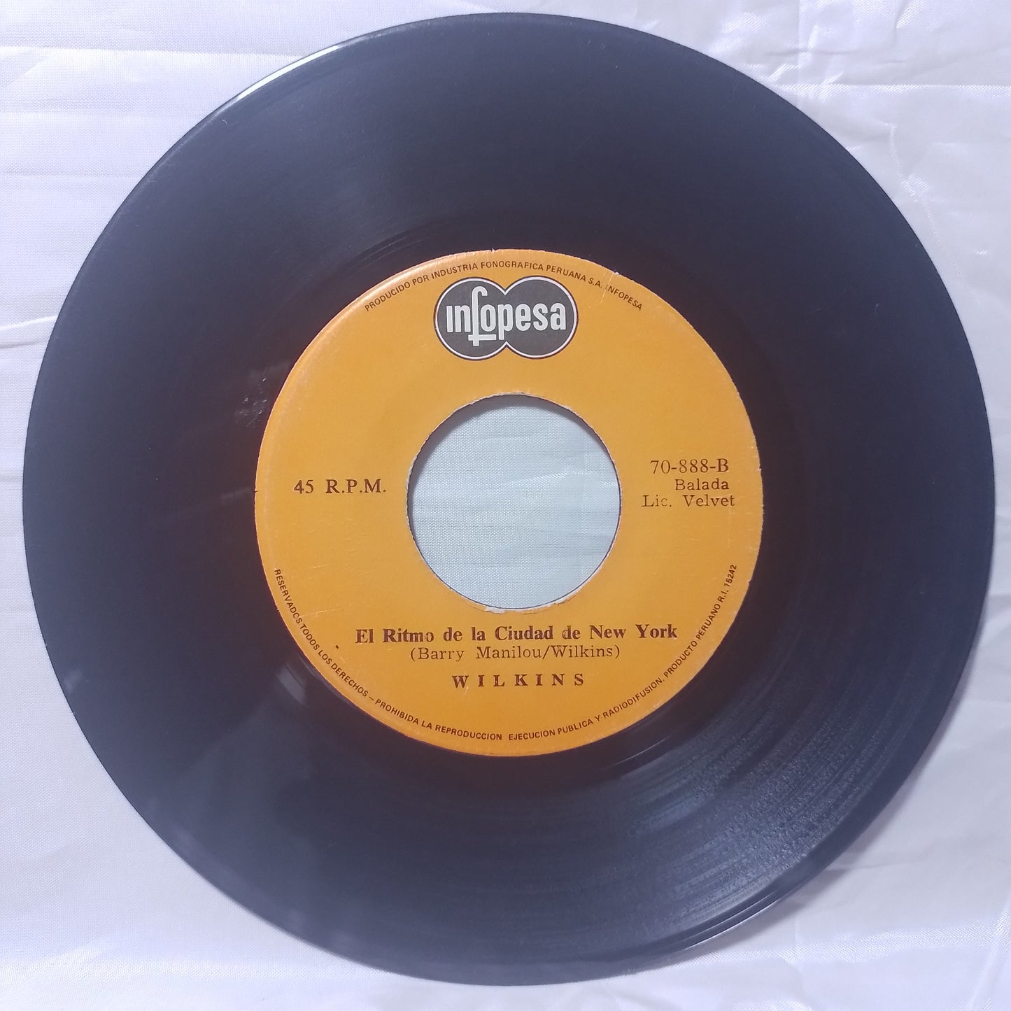 single 7" Wilkins Como No Creer En Dios / el ritmo de la ciudad de new york made peru 1978 latin pop