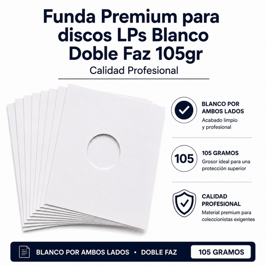 X10 funda premium para discos LPs blanco doble faz 105gr
