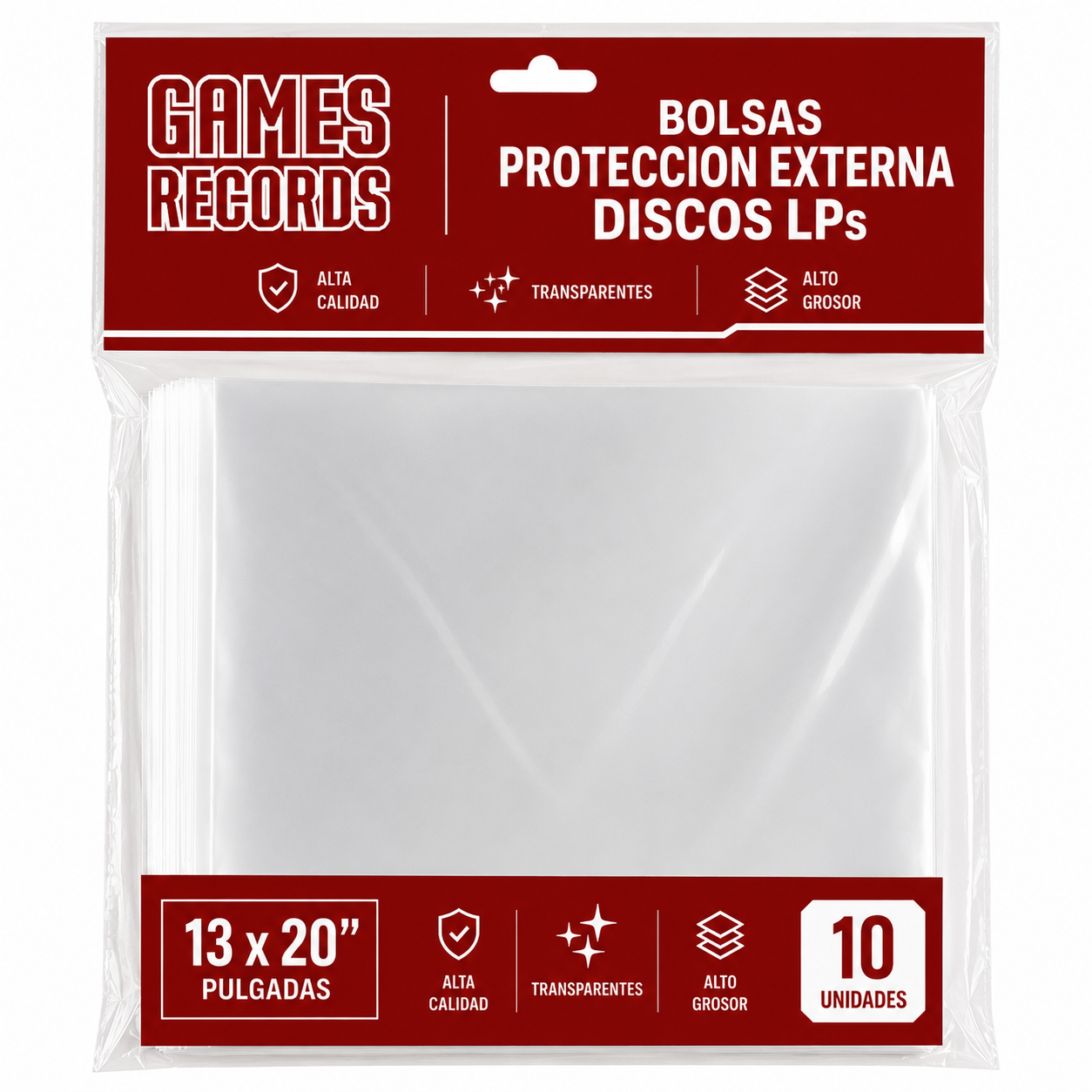 x10 bolsas proteccion externa para lps de alto grosor 13x20"