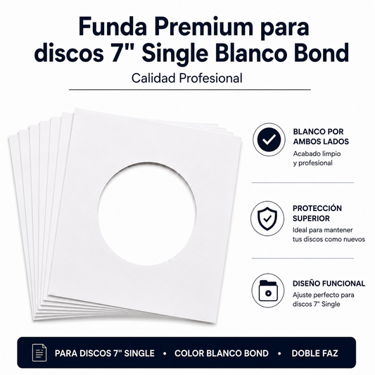 x10 funda premium para discos 7" single blanco bond